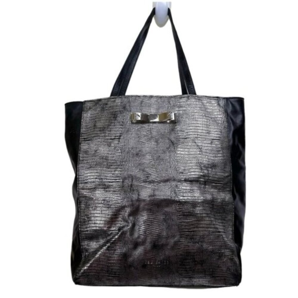 Ted Baker London Tote Bow Vegan Leather Shoulder Bag Large Snake skin Minimalist